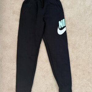 Nike Kids Black Joggers with White Logo
